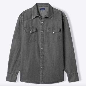 Proper Cloth mens grey denim western snap front shirt size Small